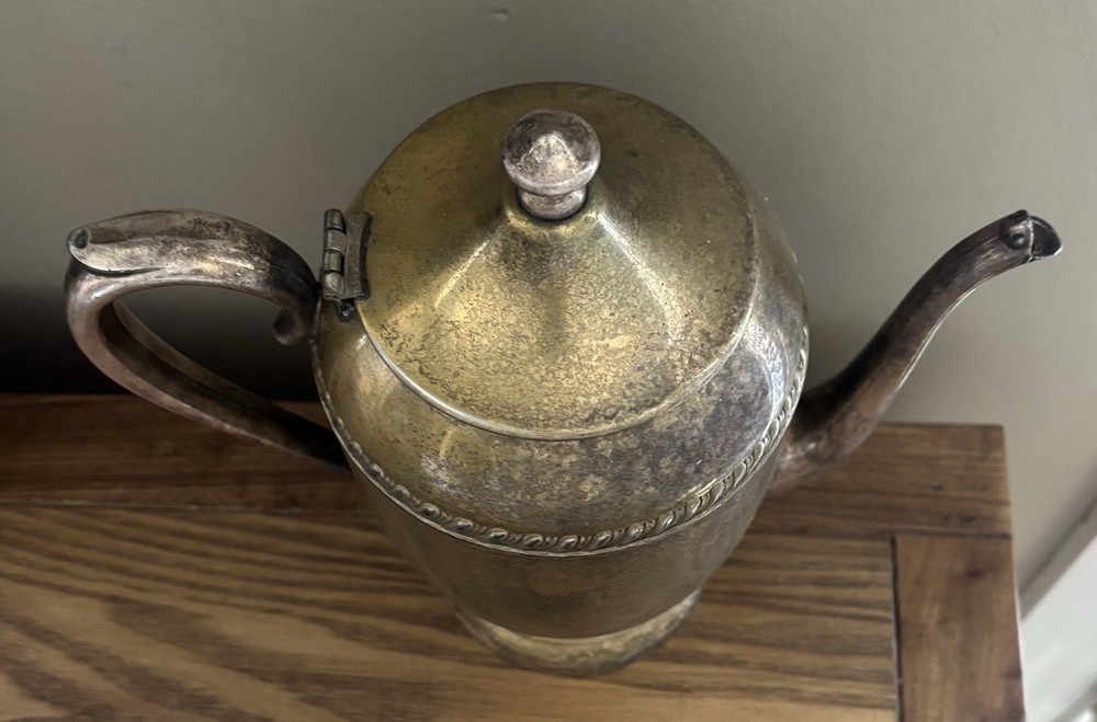 Vintage Silver Plate On Copper Pitcher W/Lid