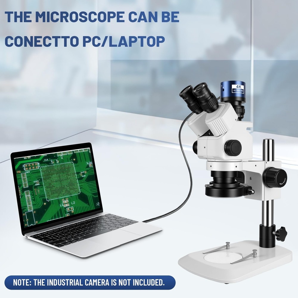 Professional Trinocular Stereo Zoom Microscope,with 56-Bulb LED Ring Light,6X...