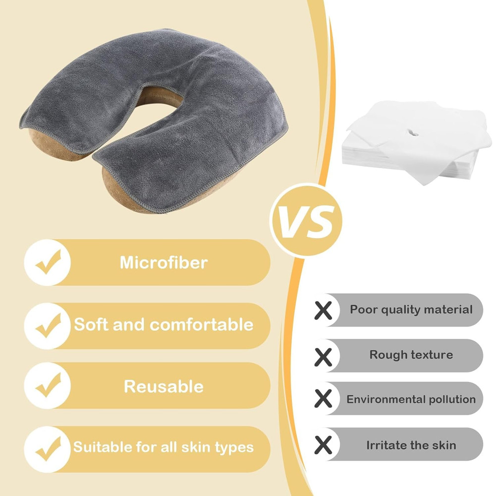 Microfiber Face Cradle Covers Large Size Soft and Reusable Non-Stick Massage ...