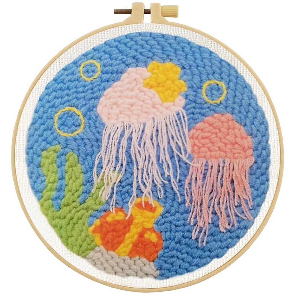 Esffaci Punch Needle Kit for Adults Beginner Starter Jellyfish