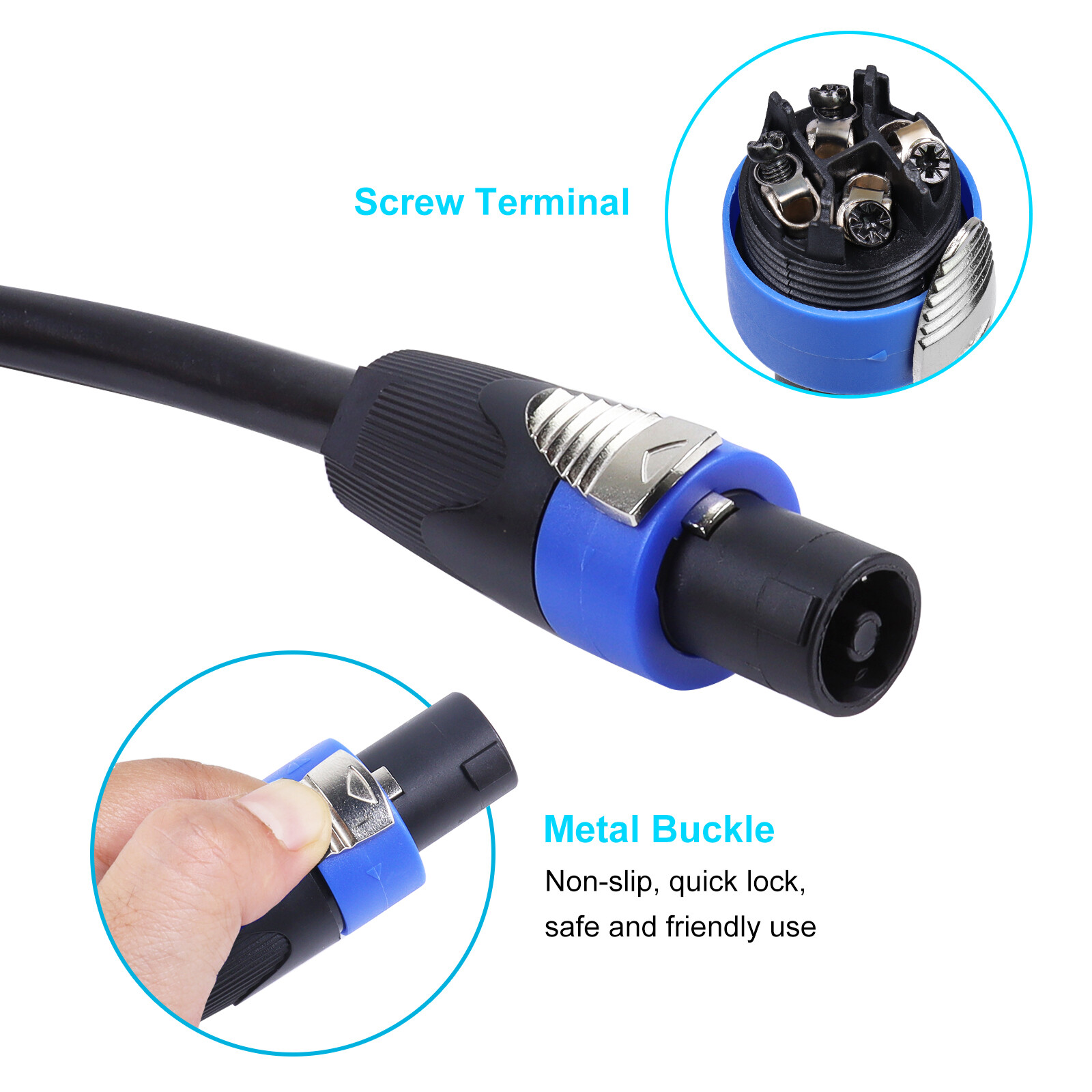 4 Wire Speakon Cable 12 Feet 12 Gauge Chuchero Box, Loudspeaker, Tweeter PA Wire