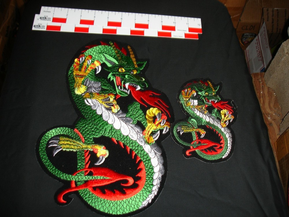 Dragon Patch Green One very large one smaller matching