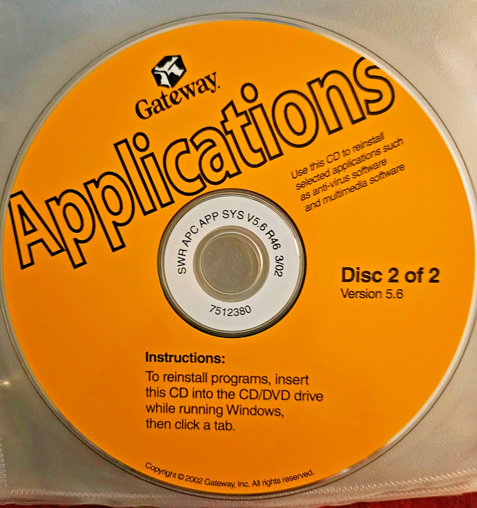 Gateway Restoration CDs with Manual - 9pc CD Disk Set Gateway Software