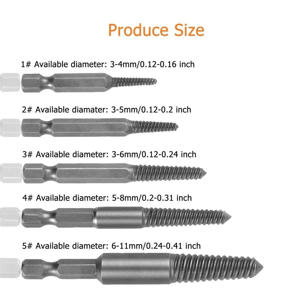 6PCs Screw Extractor Easy Out Drill Bits Kit Damaged Screw Bolt Stud Remover Set
