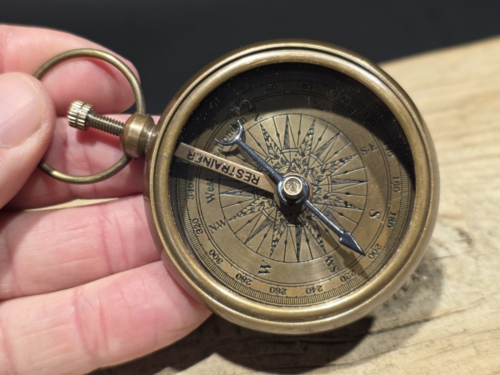 Antique Style Solid Brass Pocket Compass