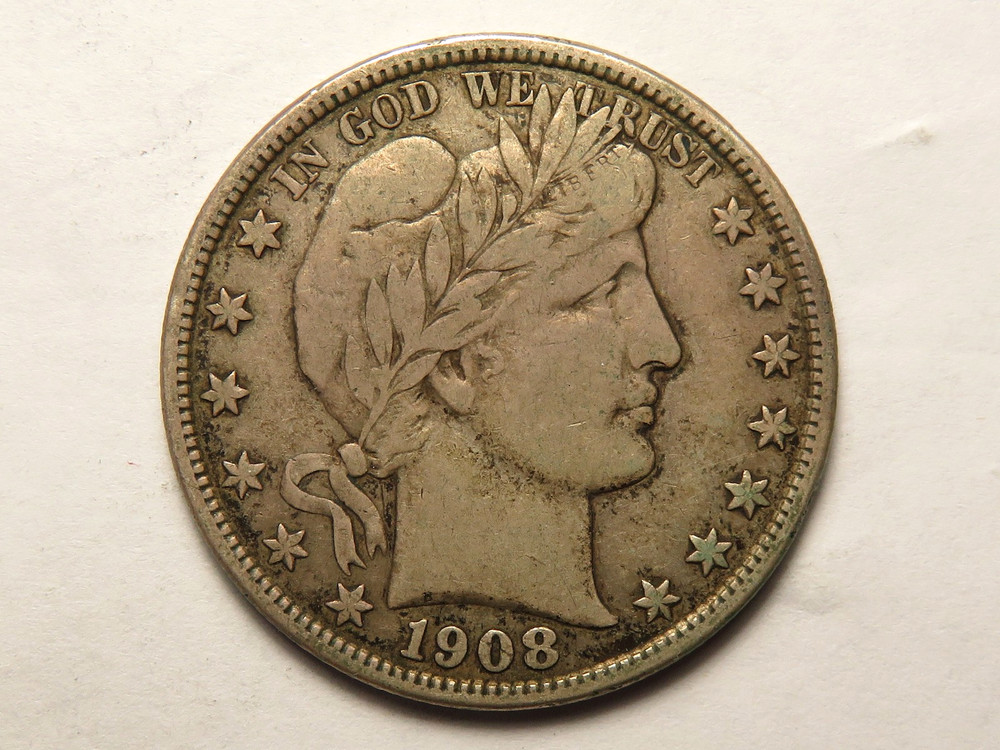 1908-D Barber Half, VF+, Original Surfaces
