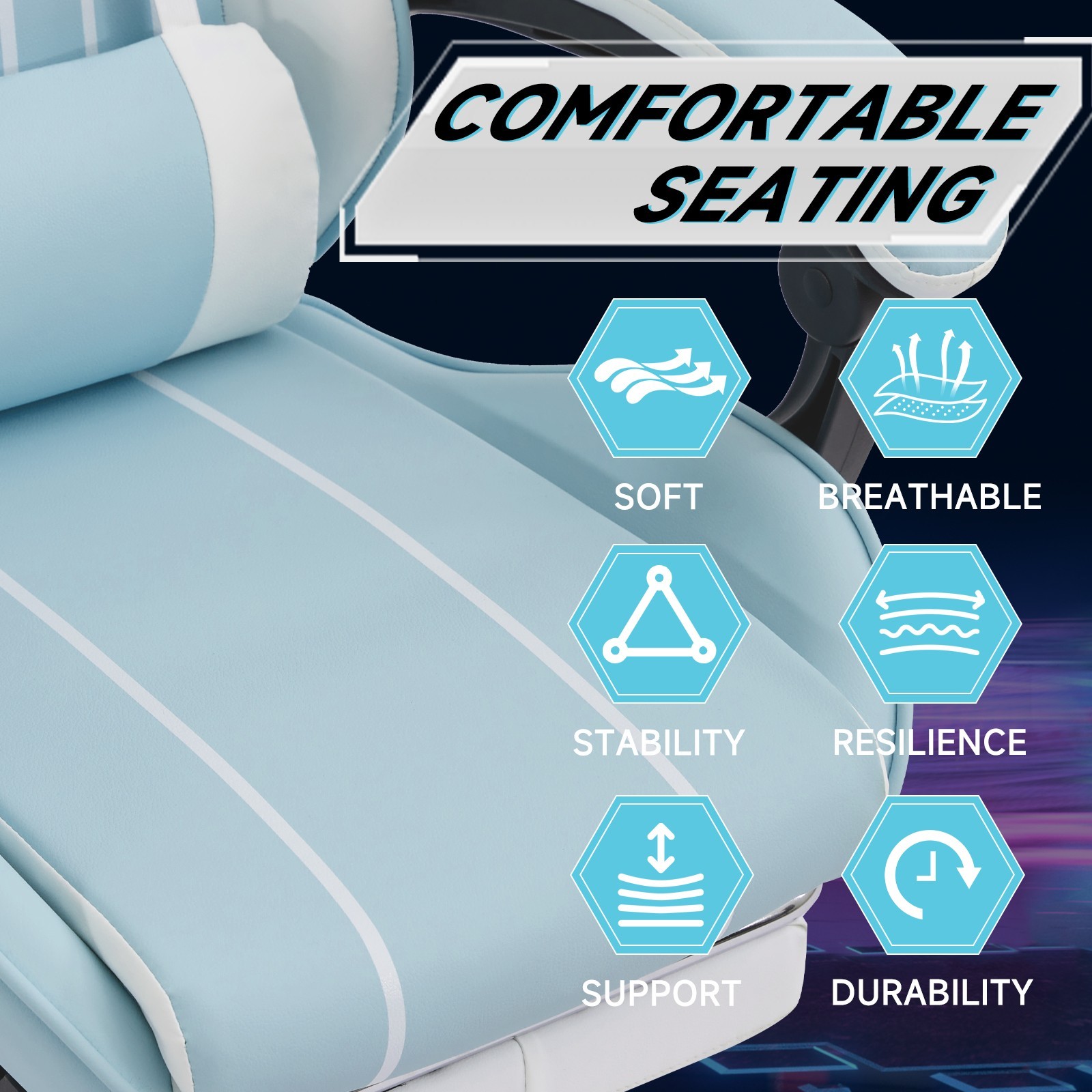 Computer Chair with Footrest and Lumbar Support Height Adjustable Gaming Chair