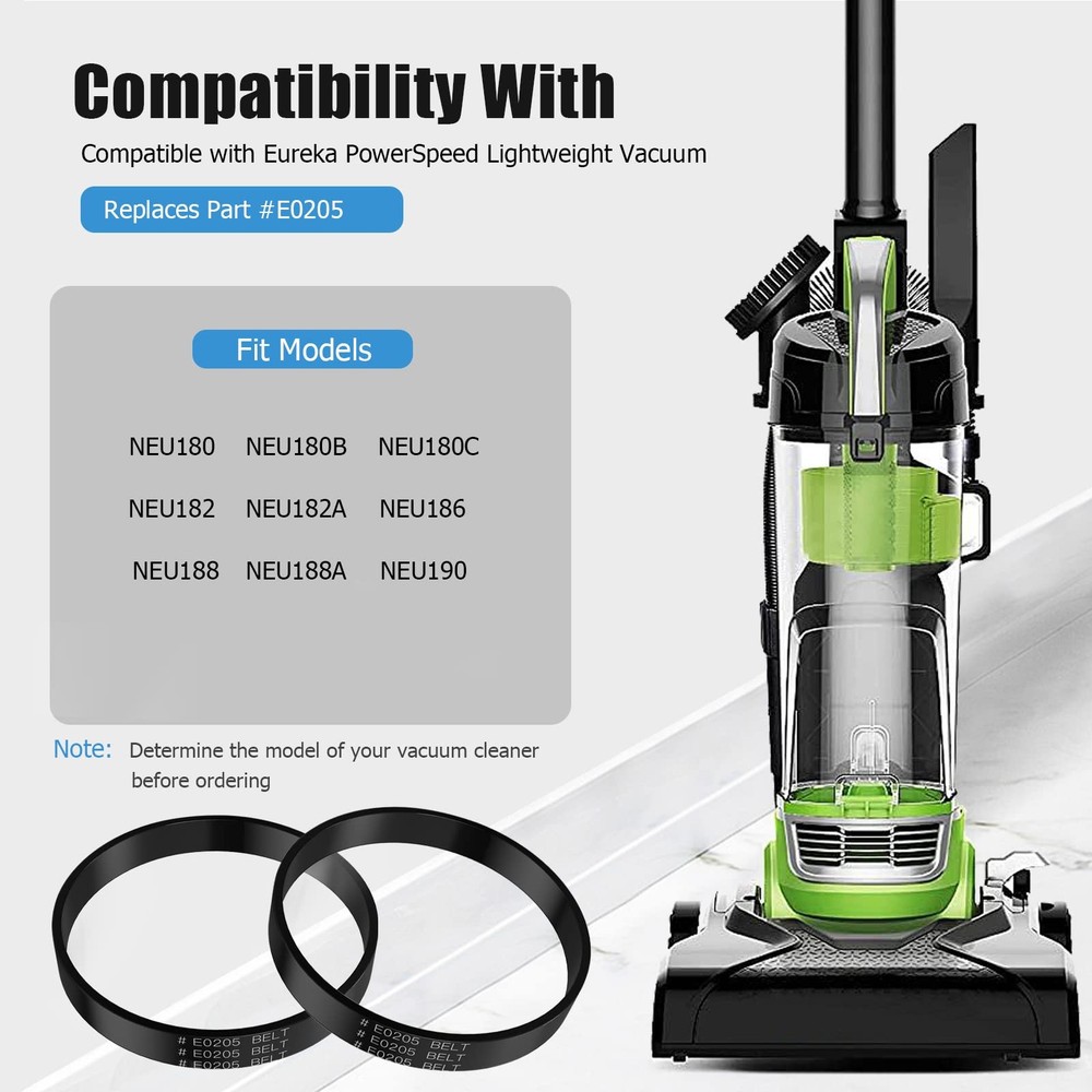 Replacement E0205 Vacuum Belt for Eureka PowerSpeed Lightweight 4-Pack