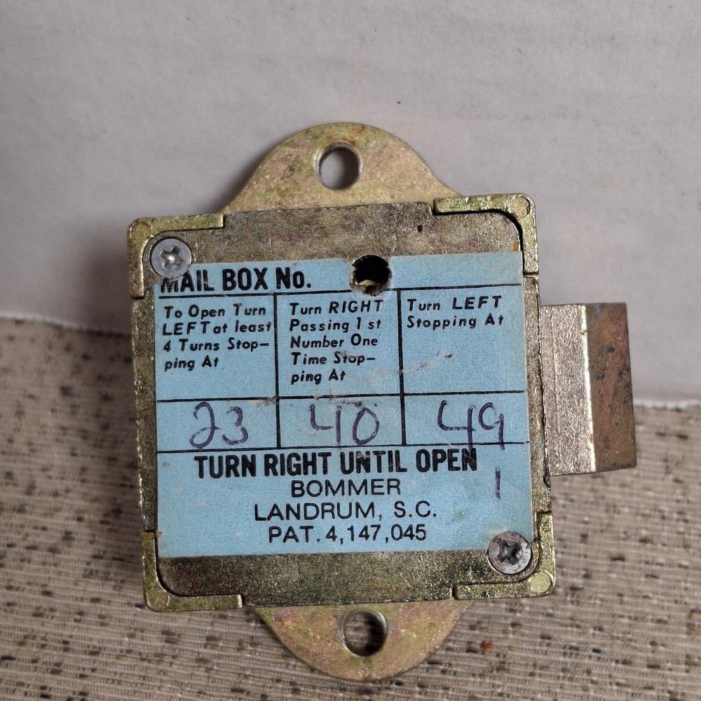 Bommer 672-01 3 Digit Combination Dial Mailbox Lock Spring Bolt