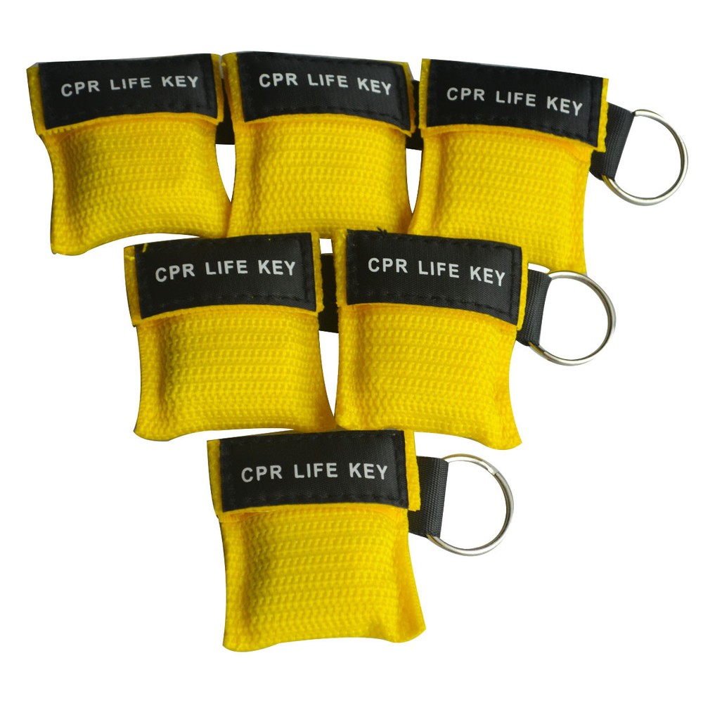 100pcs/pack First Aid CPR Masks CPR Face Shield AED Training Rescue Yellow