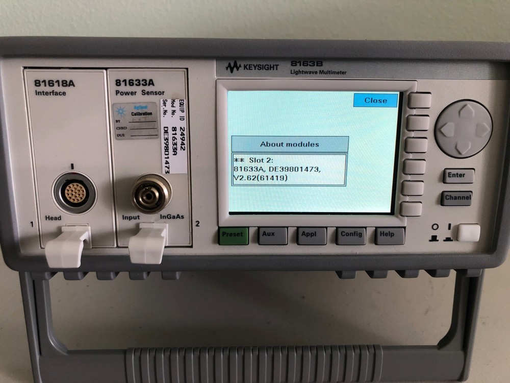 Keysight 8163B Lightwave Multimeter Mainframe+Interface81618A+power sensor81633A