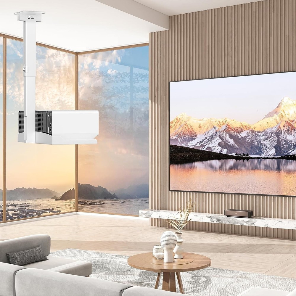 Effortless Installation Projector Ceiling Mount with Adjustable Height & Tray