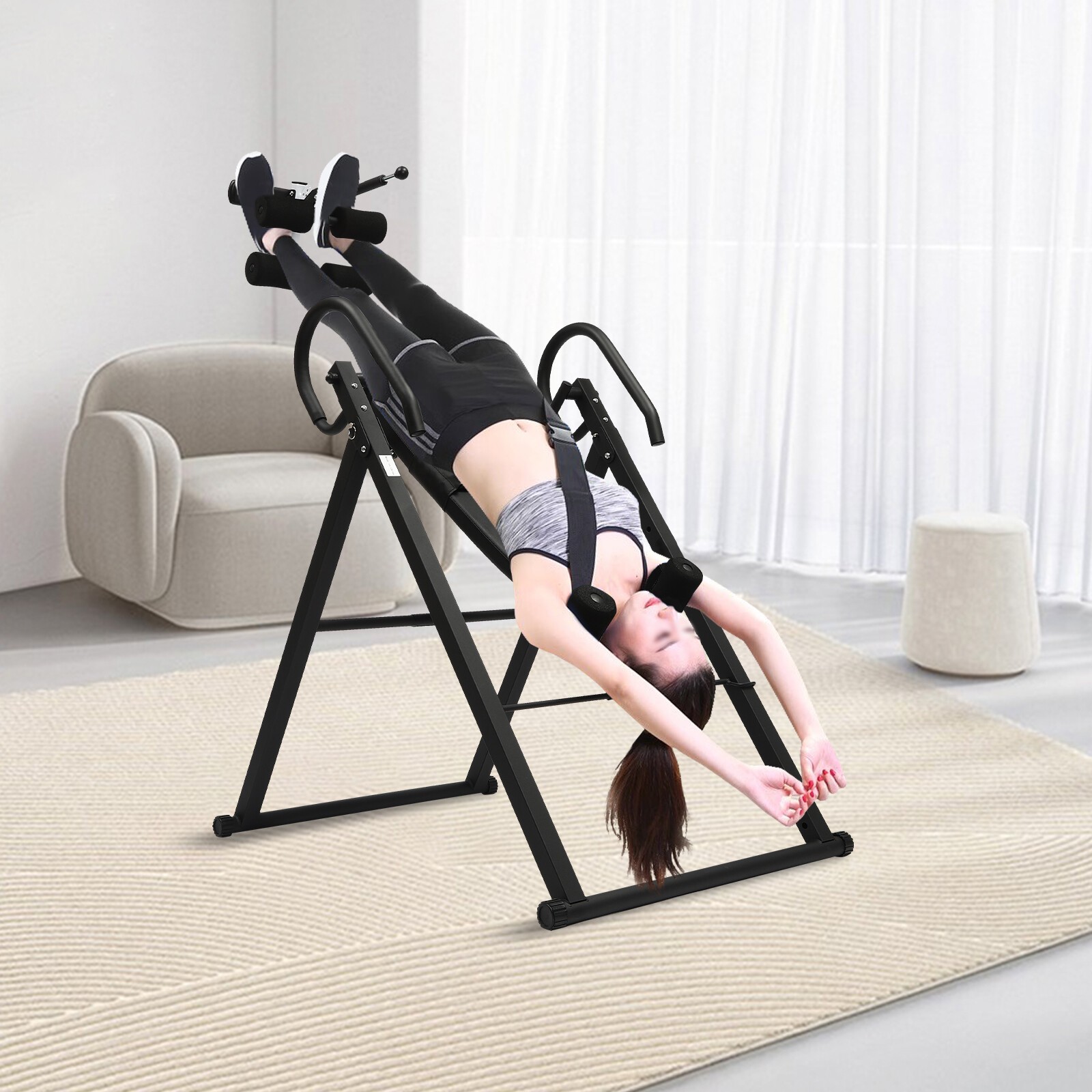 Foldable Inversion Table Teeter Advanced Back Pain Ankle Relief Gravity Fitness