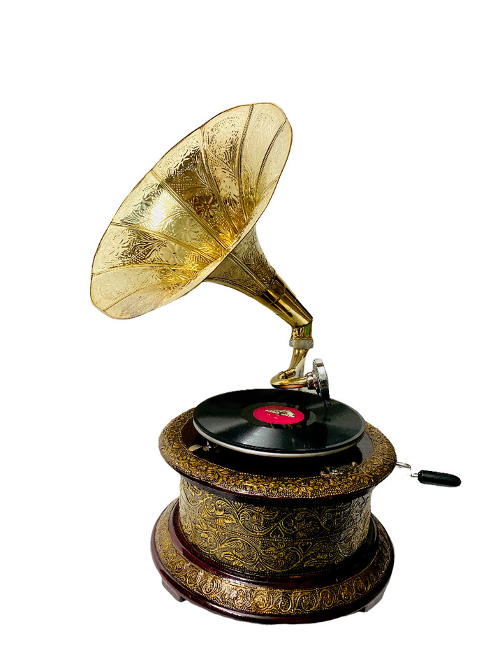 Wooden Solid HMV Gramophone Fully Functional working Fhonograpf, win-up record
