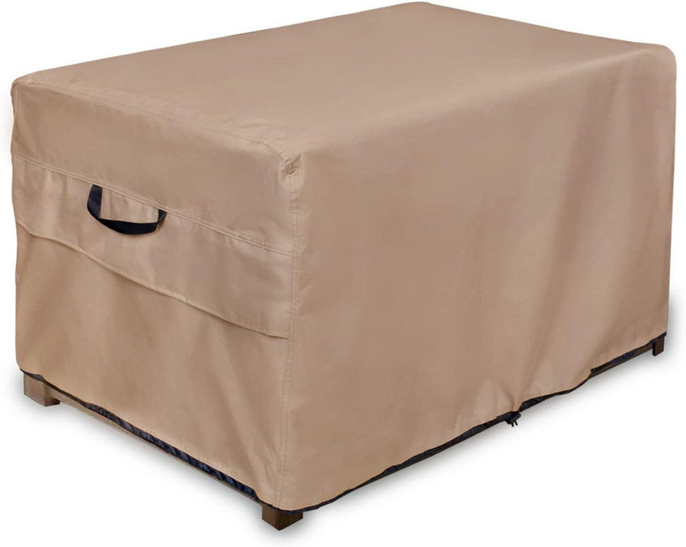 Patio Deck Box Storage Bench Cover - Waterproof Outdoor Rectangular Fire Pit Tab