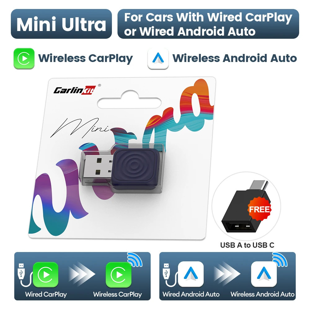 CarlinKit 5.0 Mini Ultra Wireless Adapter Wireless CarPlay Android Auto For OEM
