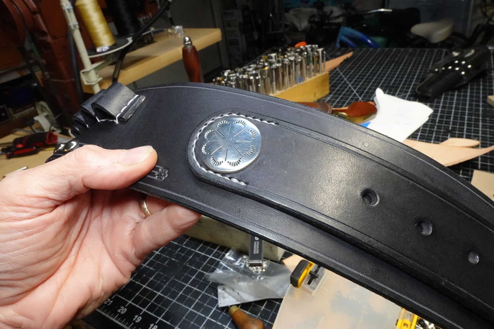 Tombstone "Johnny Ringo" western concho set for leatherwork