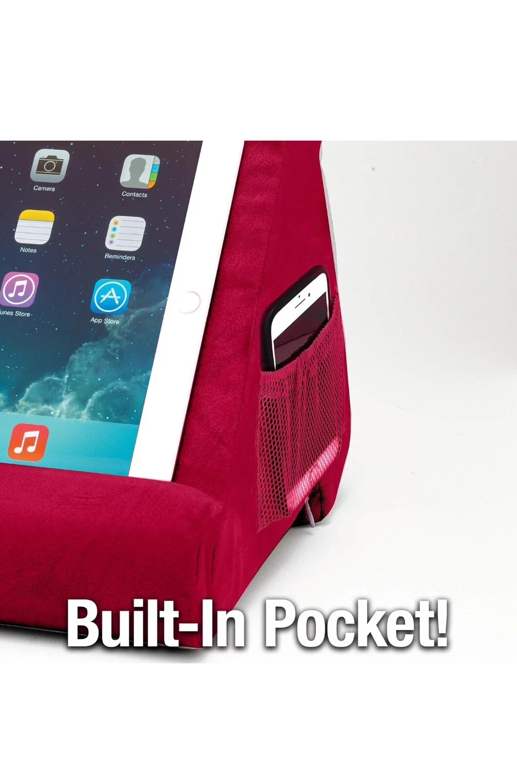 Ontel Pillow Pad Ultra Multi Angle Soft Tablet Stand Burgundy New Sealed