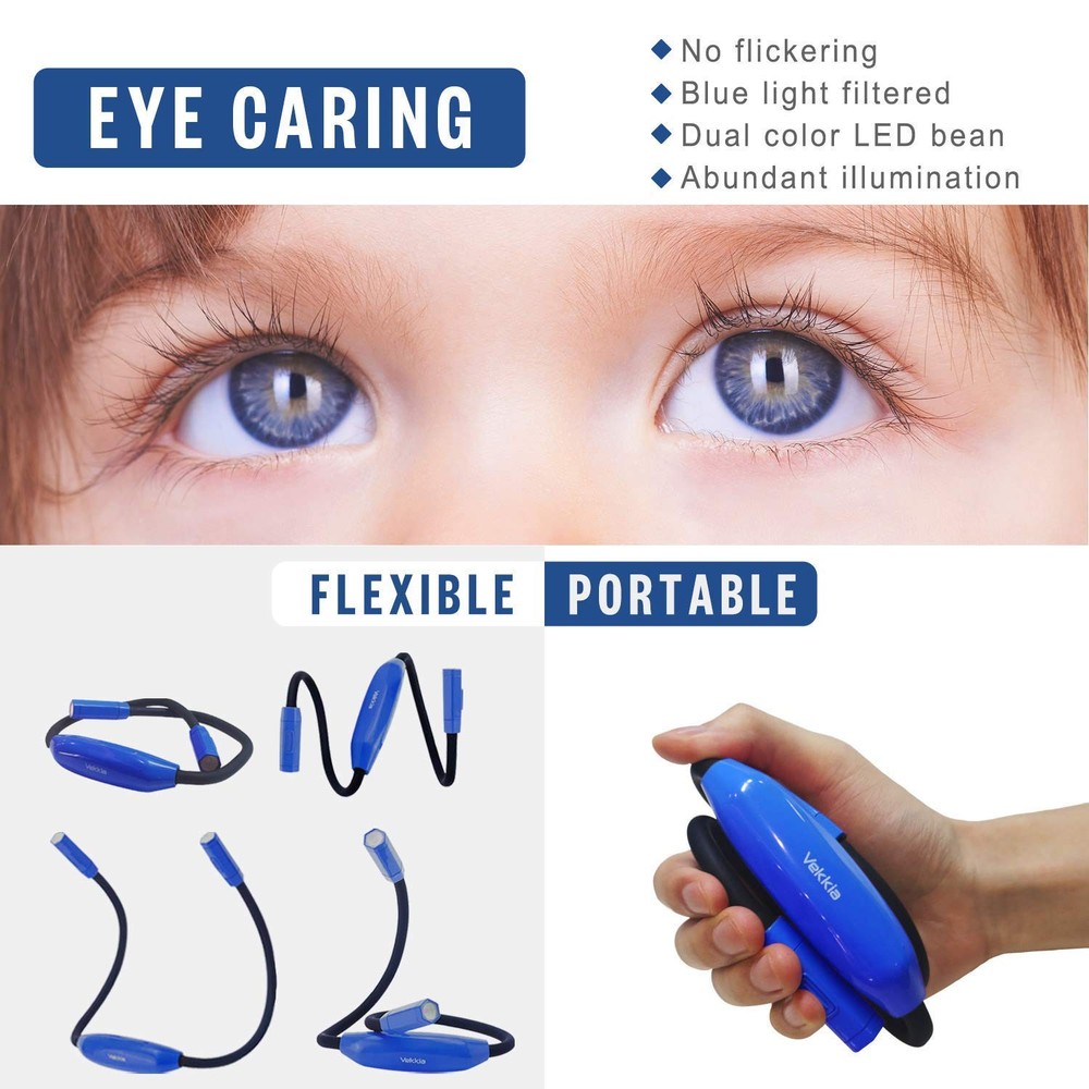 Lightweight Neck Reading Light 3 Colors 9 Brightness Rechargeable