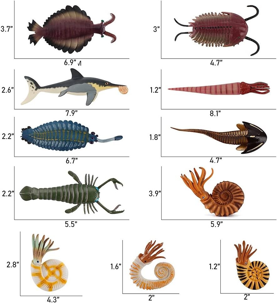 11PCS Prehistoric Sea Creatures Toys, Ancient Cambrian Ocean Animal Figurines