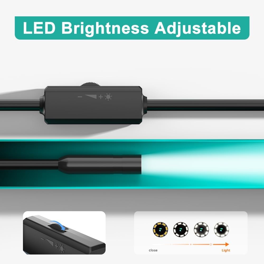 Endoscope with Light,1080P HD Borescope Camera 8 Adjustable LED black