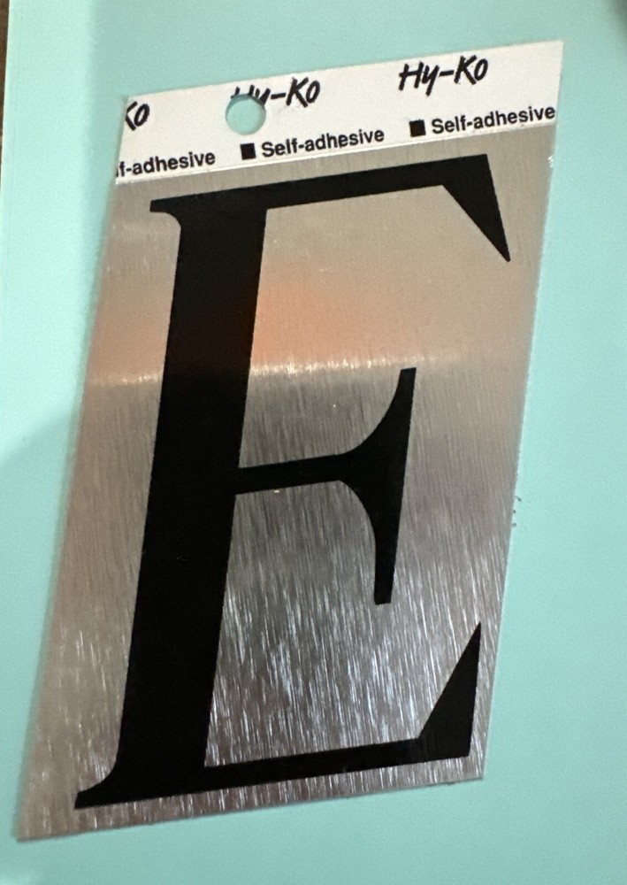 Self adhesive Reflective “E” letter chrome 2/12”X4”