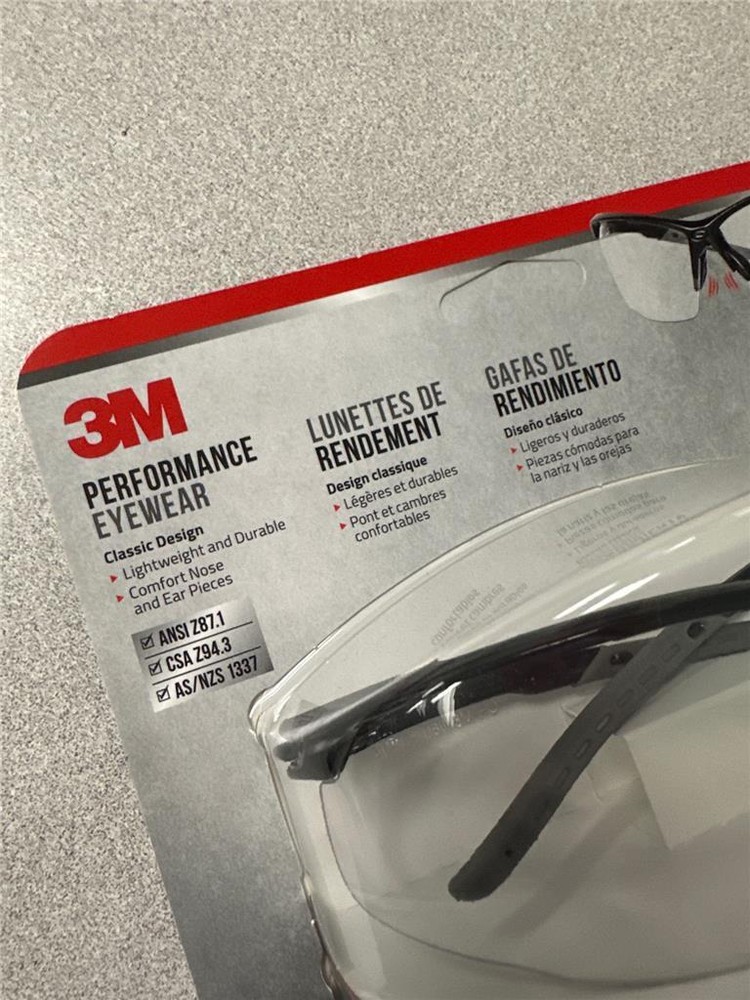 ^ 3M Performance Eyewear, Multi-Purpose Design, Black Frame, Clear Lens, 1/Pack