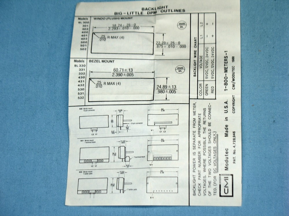 MODUTEC ~ MODEL # BL300301-01 ~ DIGITAL PANEL METER ~ NOS