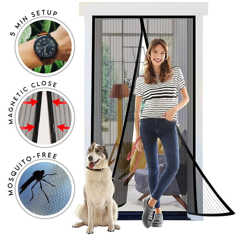 Mosquito Door Net Mesh Screen Bug Pet Patio Hands Free Magnetic Magic Closer USA