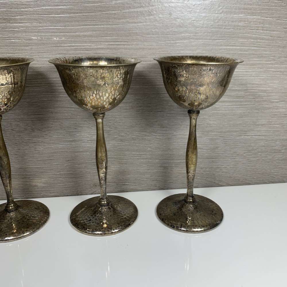 Silvercraft - EPNS - Wine Goblets - FOUR - 6” tall