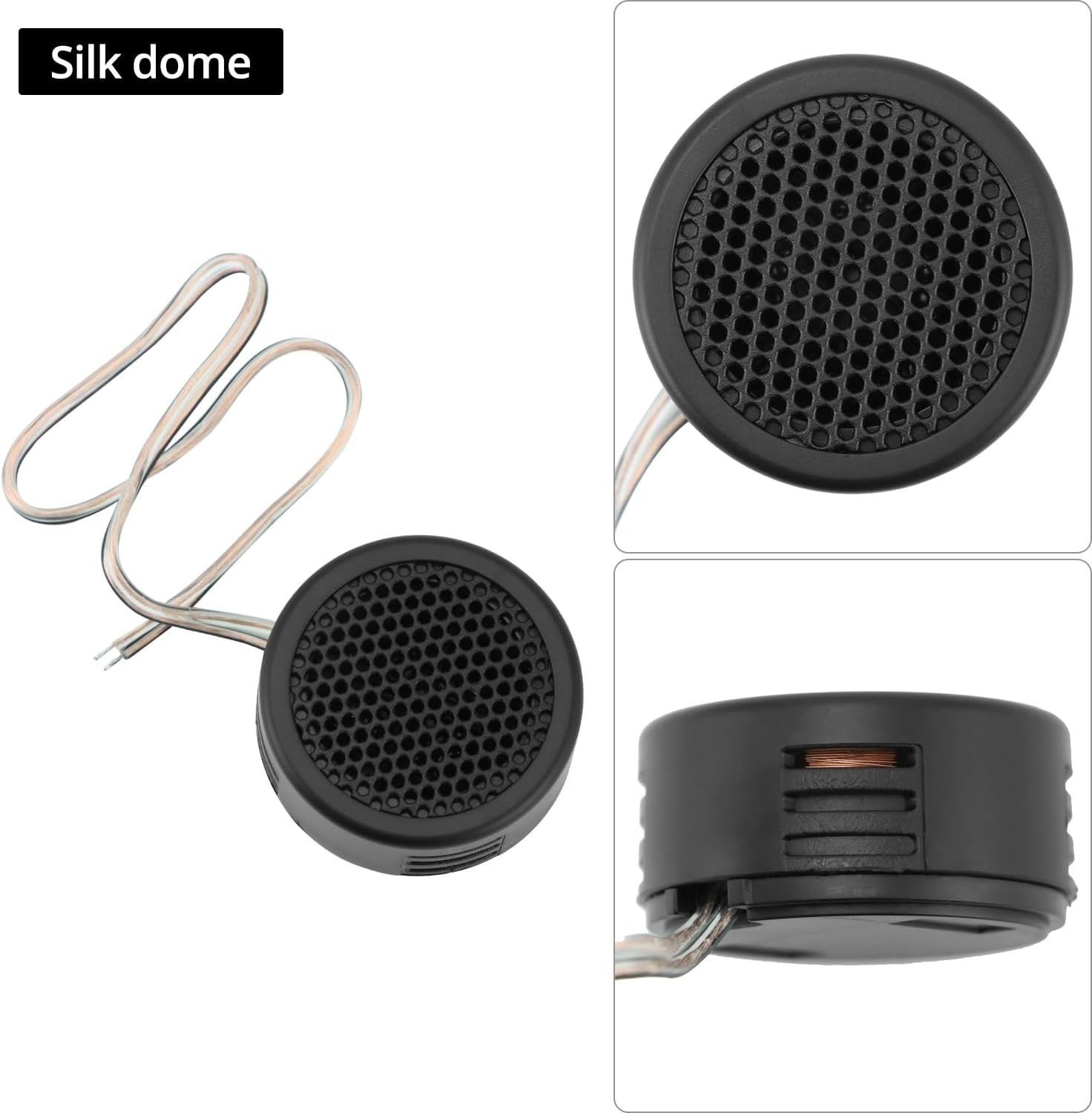 2 Pair 1 inch Car Tweeters 1000W Black Super High Frequency Micro Dome Piezo