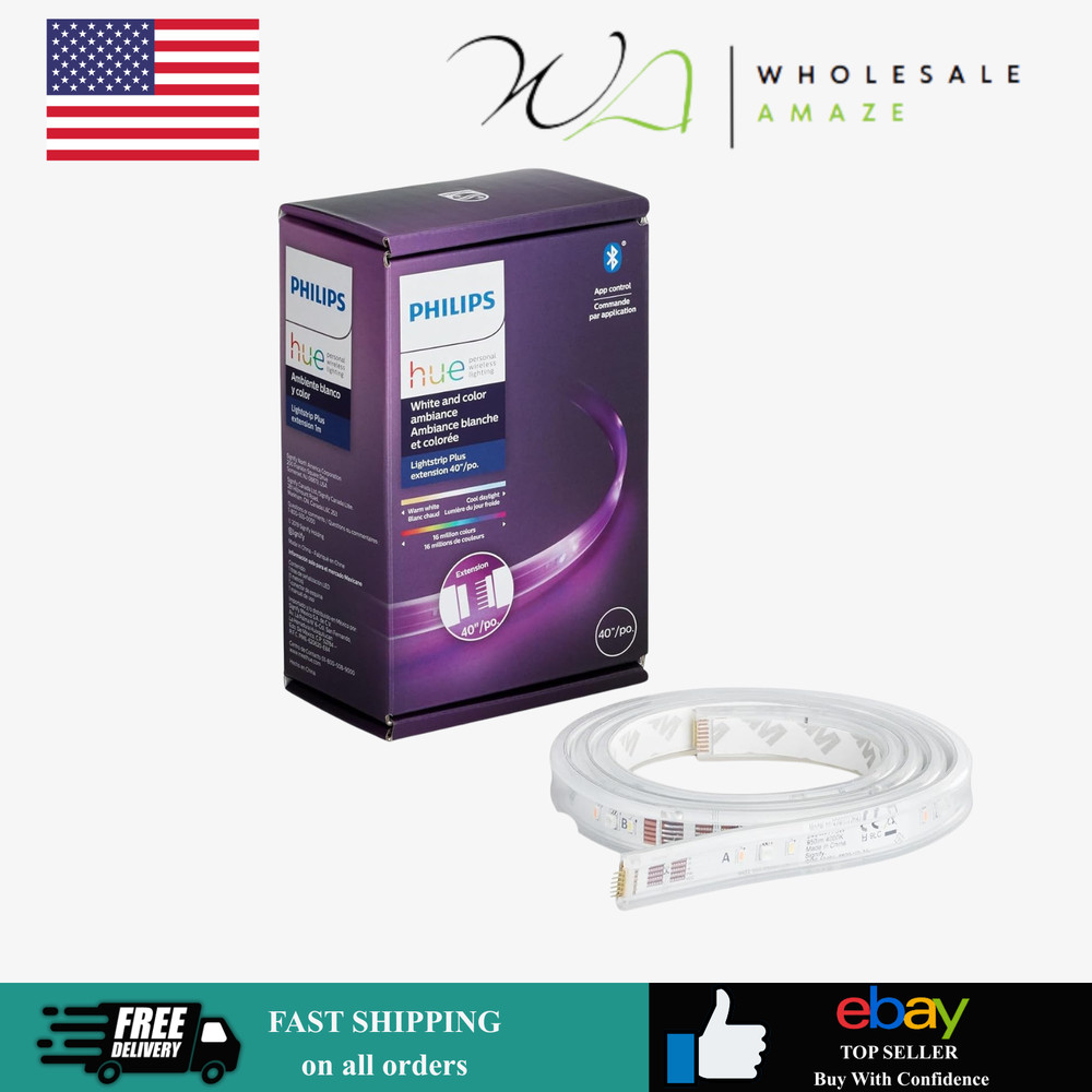 Philips Hue Bluetooth Smart Lightstrip Plus 1m/3ft Extension (No Plug), White