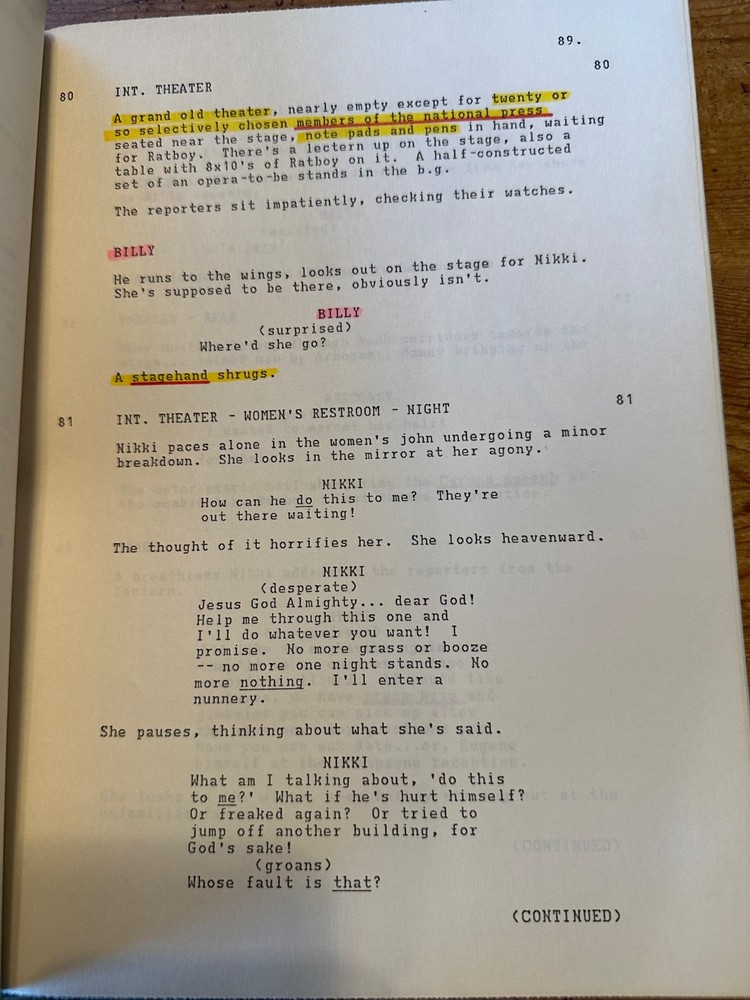 RATBOY MOVIE ORIGINAL SCREENPLAY SCRIPT