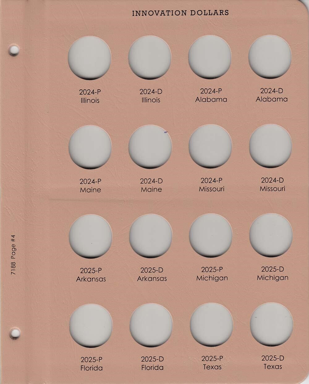New Dansco Album For Innovation Dollar Coins P&D 2018-2032 Model 7188 Archival