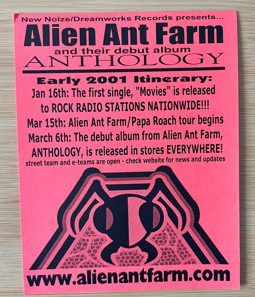 Alien Ant Farm 2001 PROMO FLYER Anthology Papa Roach Movies Smooth Criminal RARE