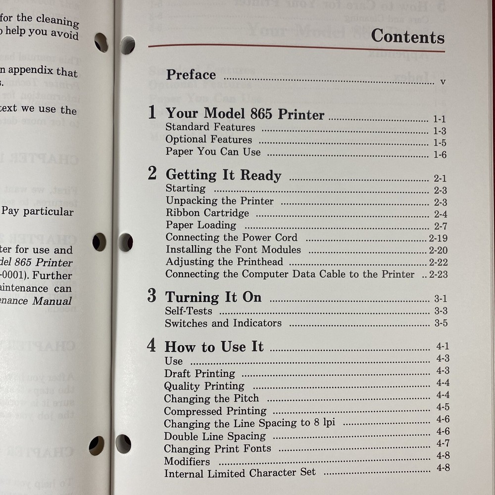Texas Instruments Model 865 Printer Quick Reference Card & Two Manuals