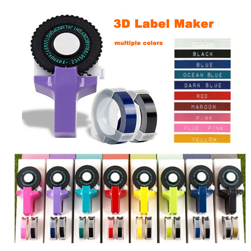 Manual 3d Label Maker Typewriter Printer Embossing DIY Machine Roll Multi Colors