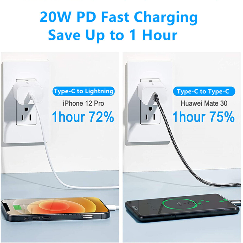 20W USB-C Fast Charger Power Adapter Cube For iPhone iPad Android Charging Block