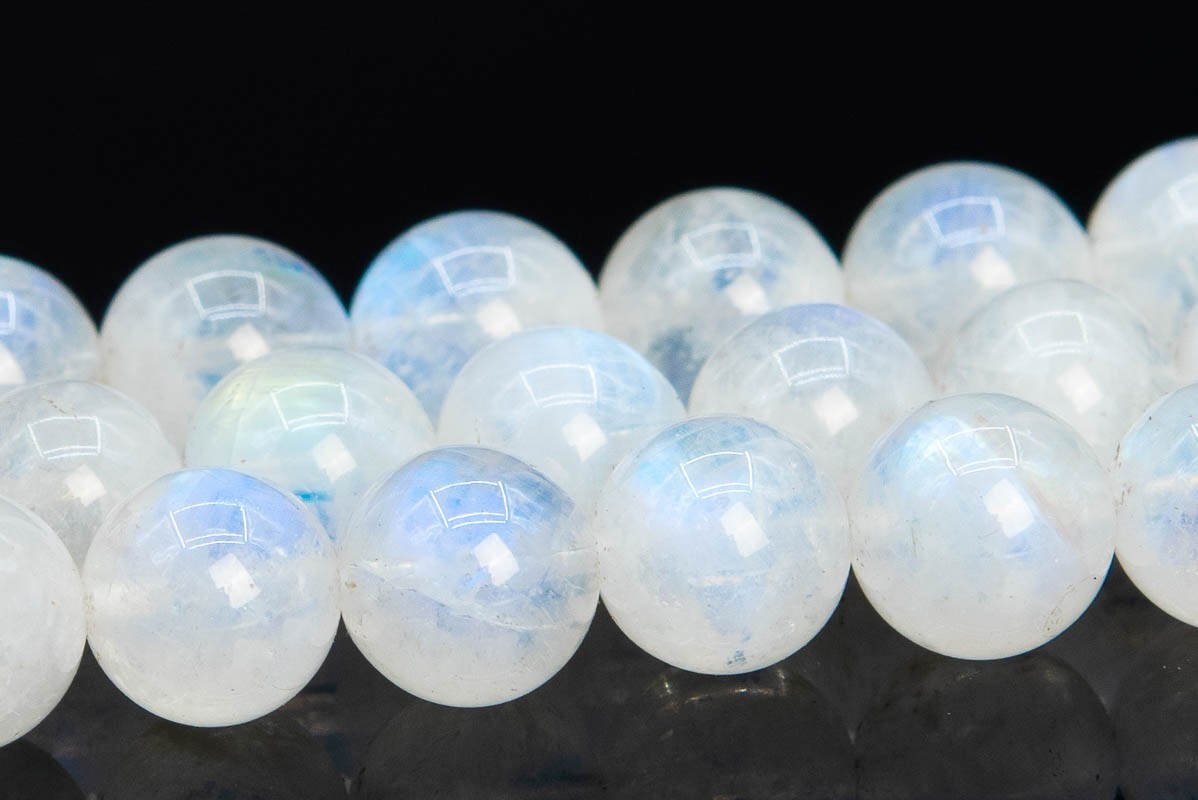 Genuine Natural Rainbow Moonstone Grade AAA Round Beads 3-4/4-5/5/5-6/7/8/9/10MM