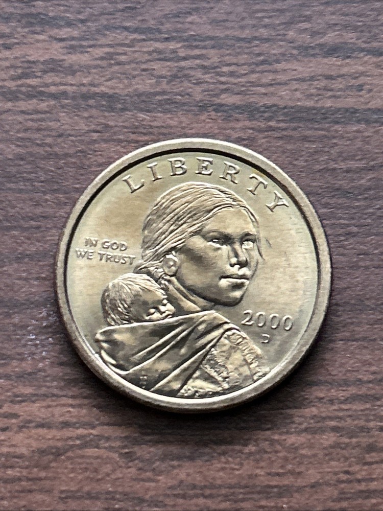 2000 D Sacagawea one dollar coin "wounded eagle" error coin .