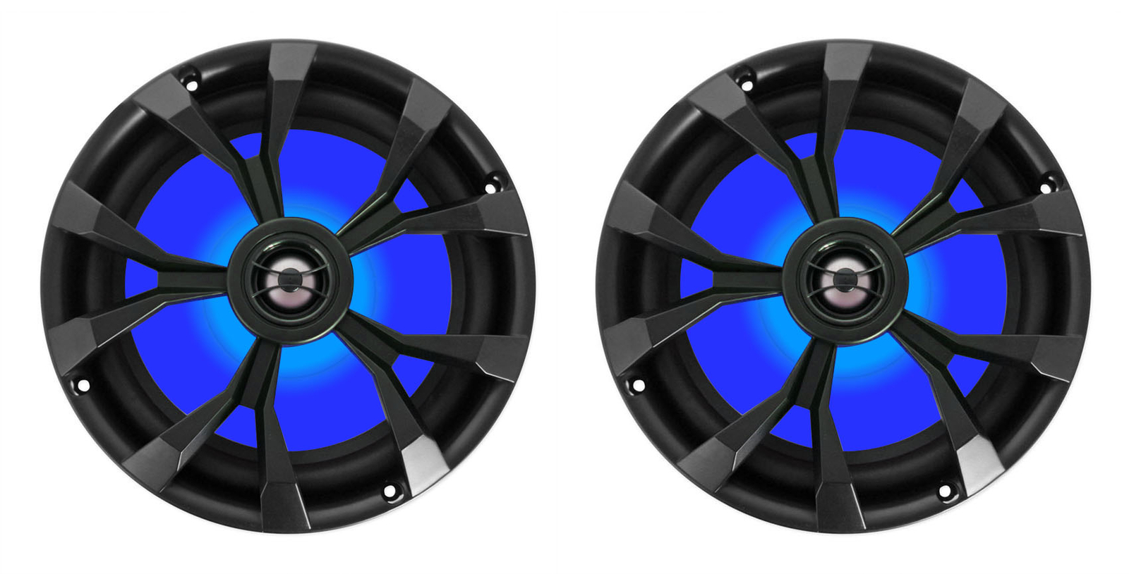 (2) Rockville RKL80MB 8" 900 Watt Marine Wakeboard LED Tower Speakers in Black