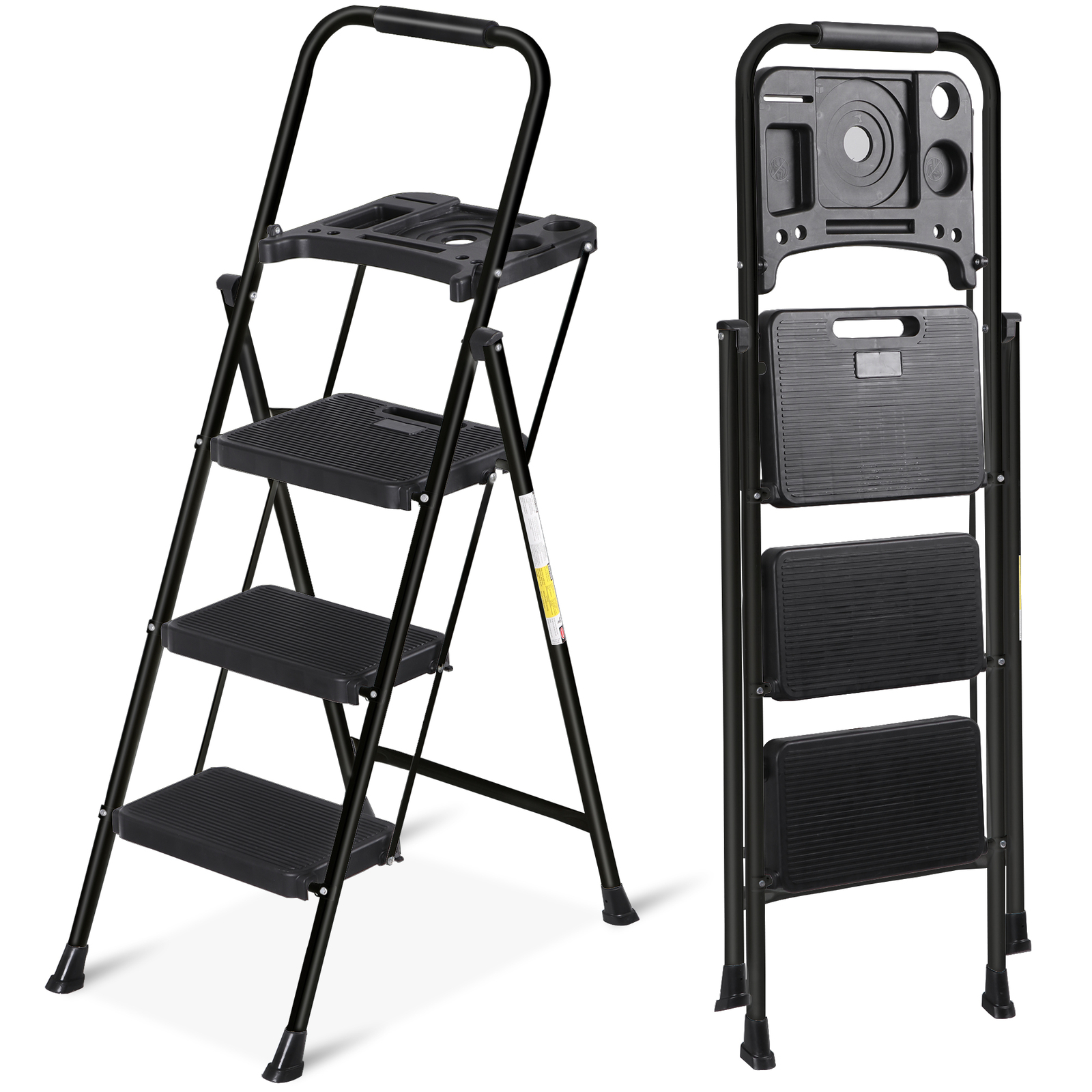 3/4/5 Step Ladder with Tool Platform Anti-Slip Sturdy & Wide Pedal Stool 330LBS