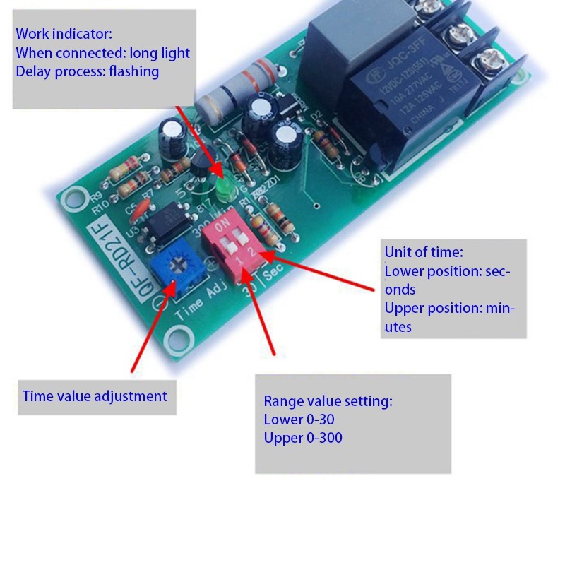 AC100V-220V Adjustable Timer Control Relay Turn Off Delay8602