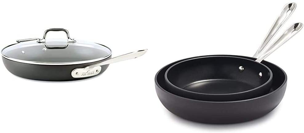 All-Clad HA1 Hard Anodized Nonstick 12" Fry pan with Lid and 8" and 10" Fry Pan