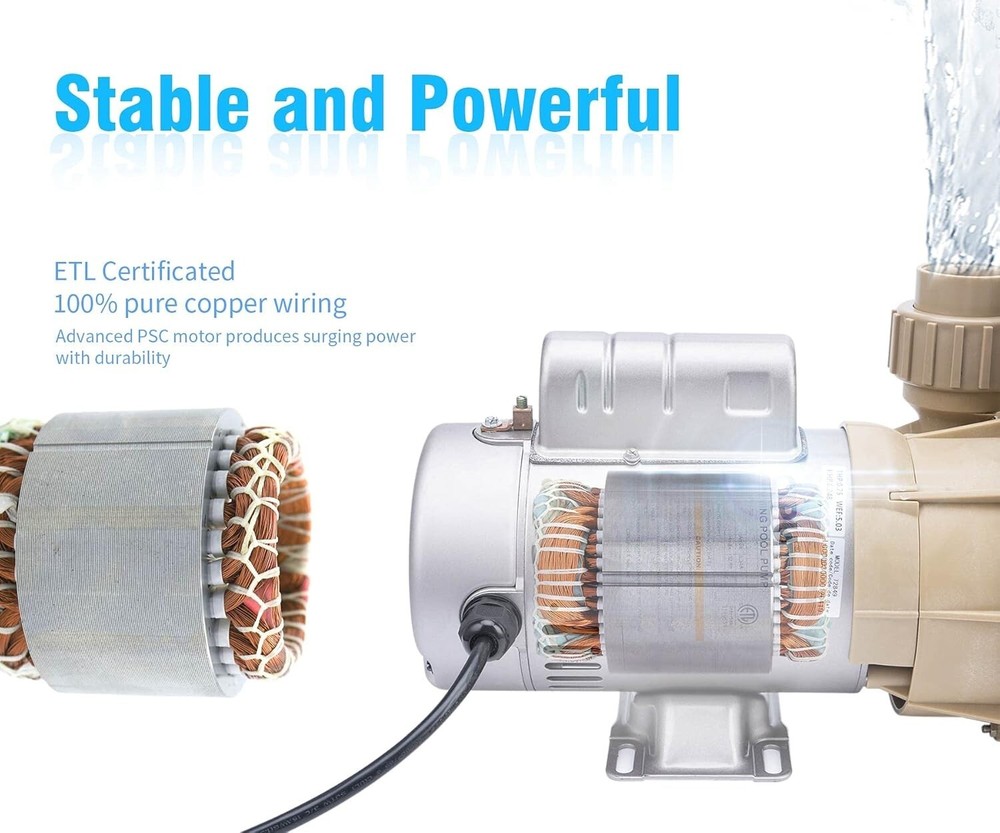 1HP Above Ground Pool Pump High Flow 4600GPH Swimming Pool