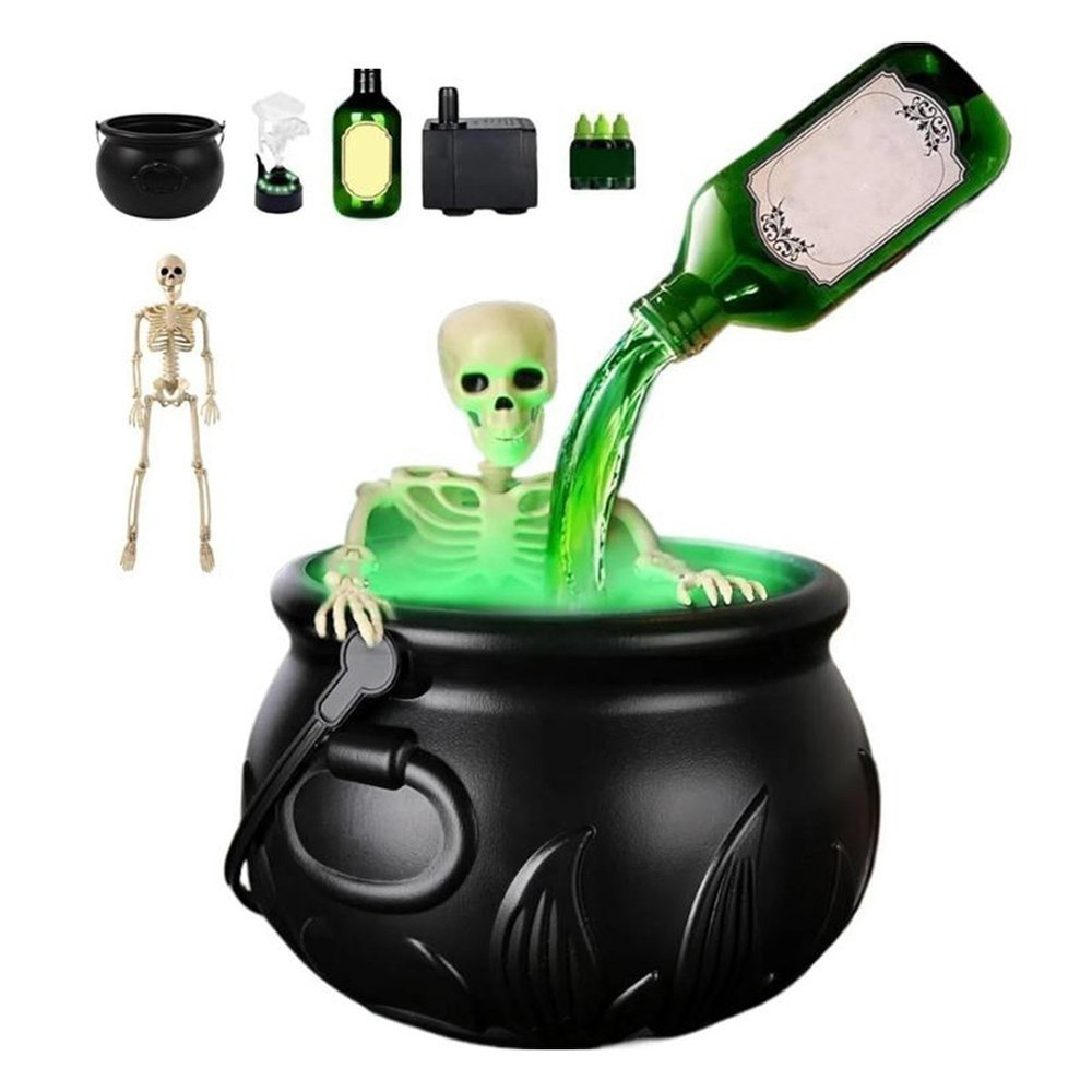 Cauldron Halloween Decor with Magic Floating Potion Bottles Diffuser Mist Maker