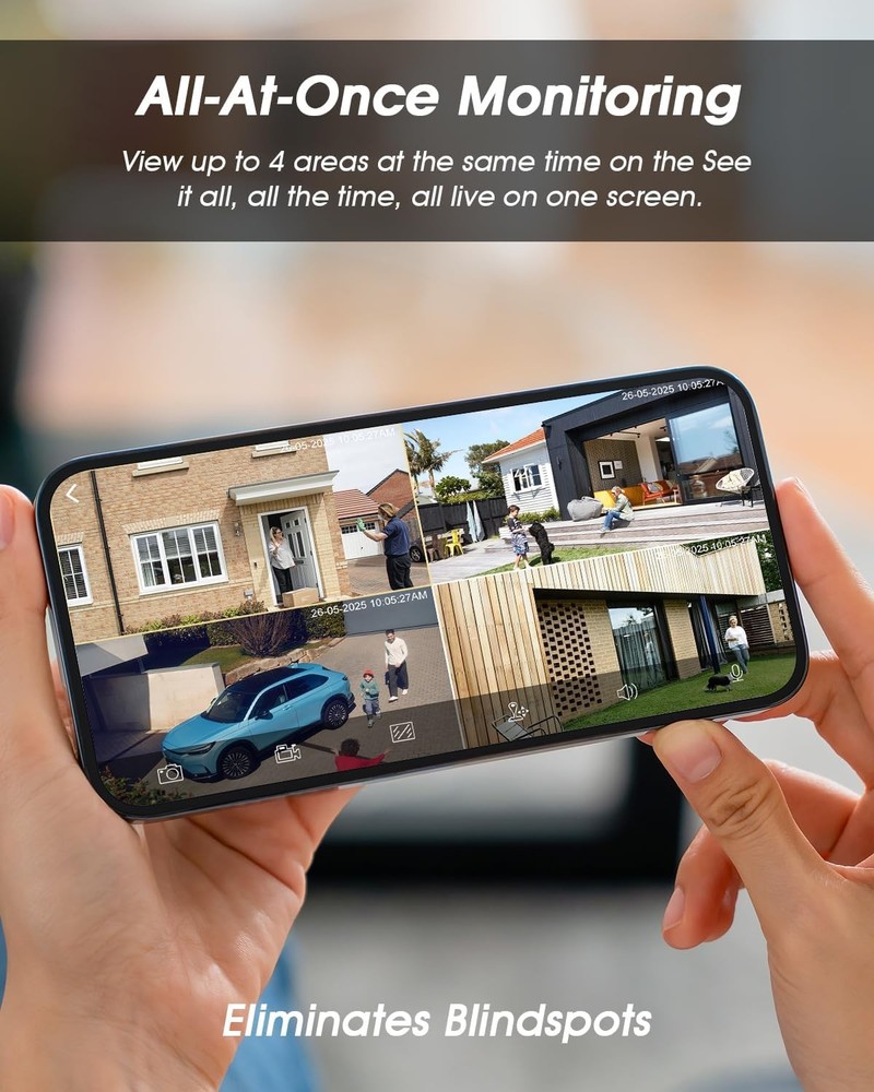 4MP Wireless Color Security Camera System Solar Battery Powered 2-Way Audio