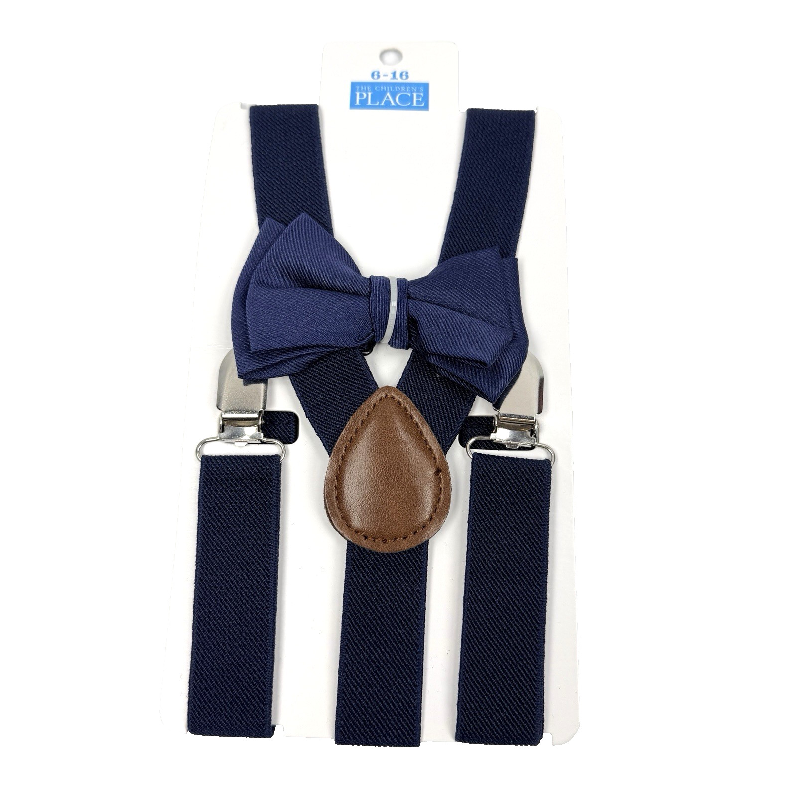 NWT The Childrens Place Boys 6-16 Navy Blue Suspenders and Bowtie