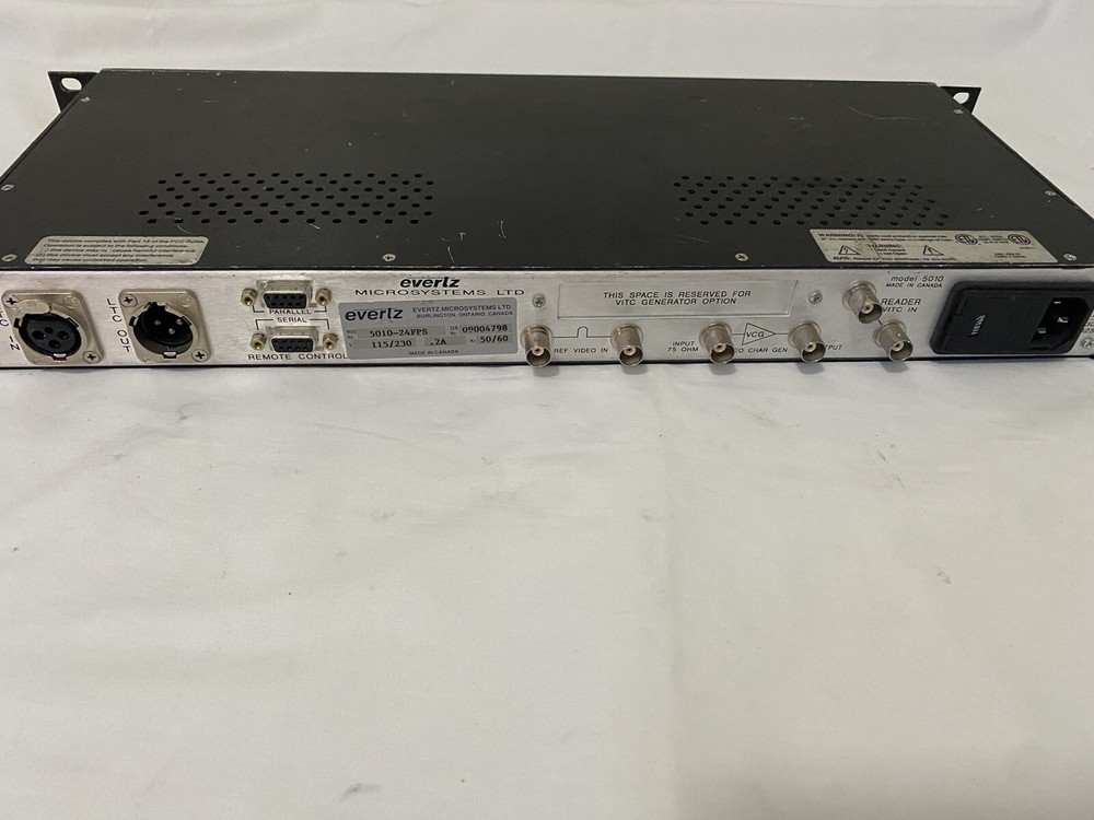 Evertz 5010-24Fps Time Code Master Generator/Reader Console
