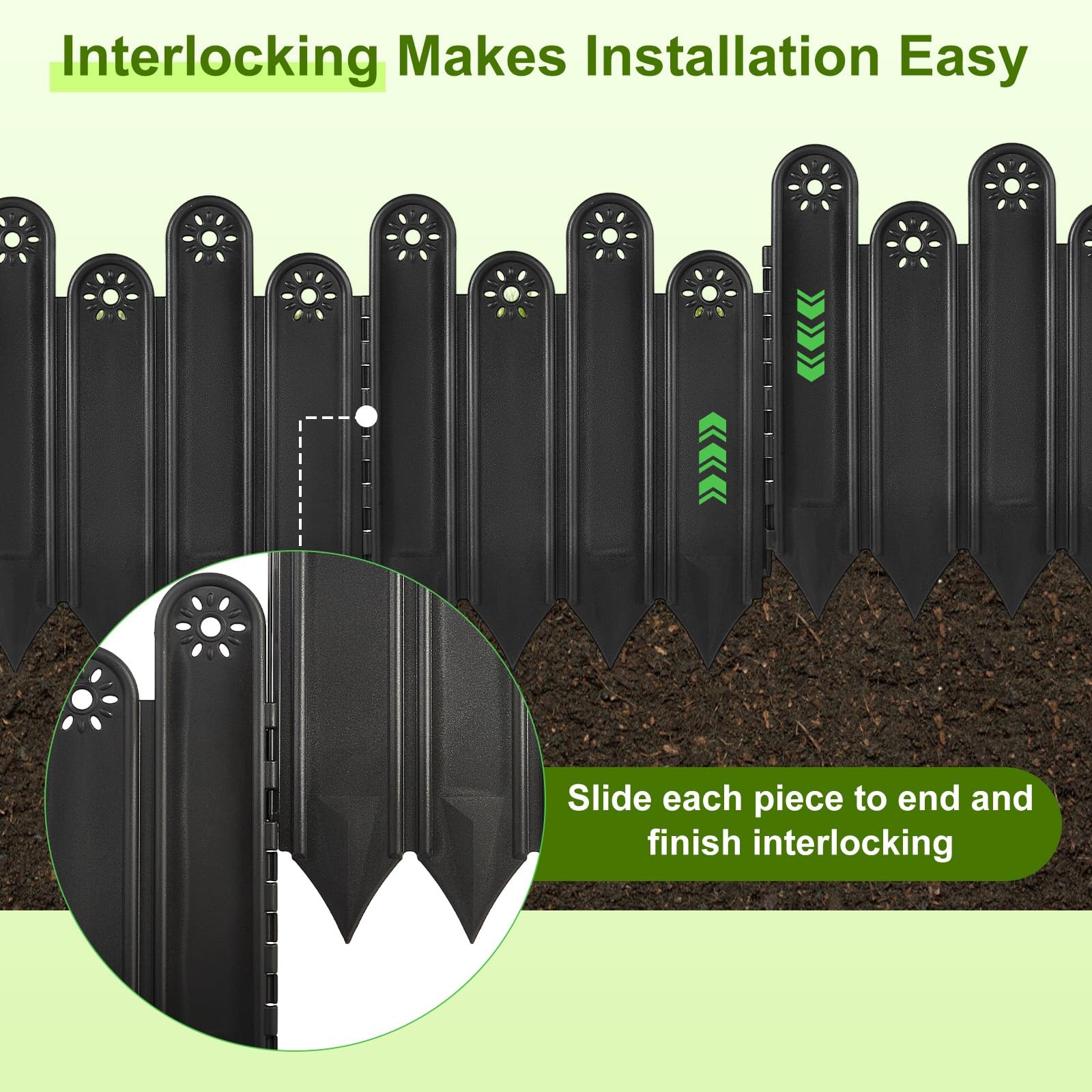 10 Pcs Black Garden Edging Borders, 9.84 Inch Tall Landscaping Edging, Total ...